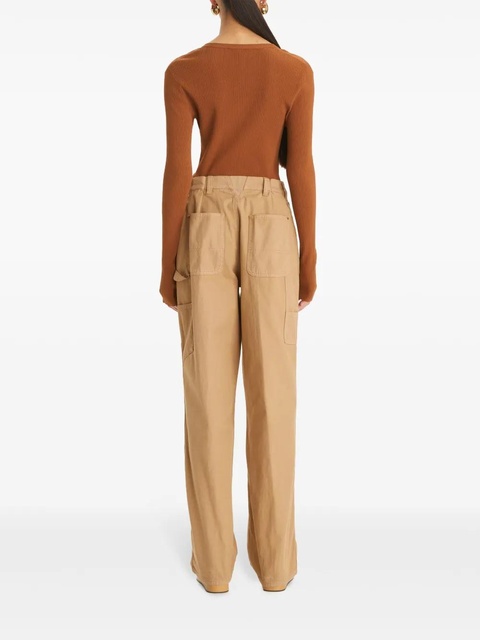 Tory Burch ribbed-knit henley top - Brown - zdjęcie produktu nr 2