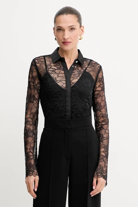 Guess koszula ANTOINETTE damska kolor czarny regular z kołnierzykiem klasycznym W5YH58 WHDY0 - zdjęcie produktu nr 1