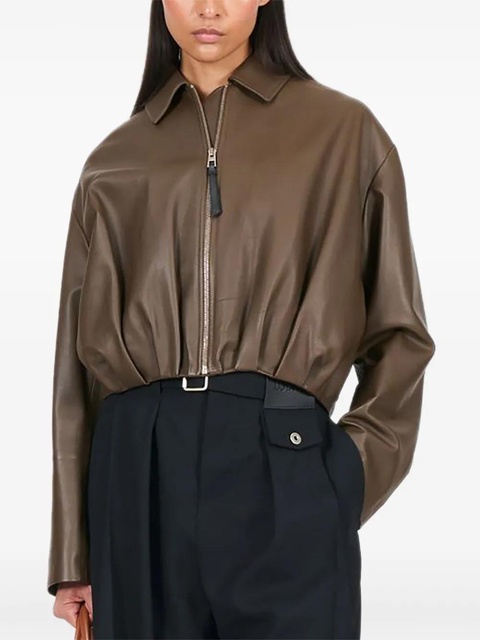 LOEWE draped zip-front leather jacket - Green - zdjęcie produktu nr 1