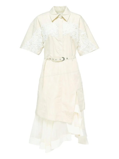 3.1 Phillip Lim lace-panel belted shirt dress - Neutrals - zdjęcie produktu nr 2
