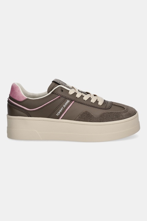 Tommy Jeans sneakersy THE GREENWICH FLATFORM damskie kolor brązowy EN0EN02902 - zdjęcie produktu nr 2