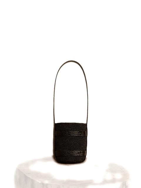Manebi x Alex Rivière Studio raffia leather shoulder bag - Black - zdjęcie produktu nr 2