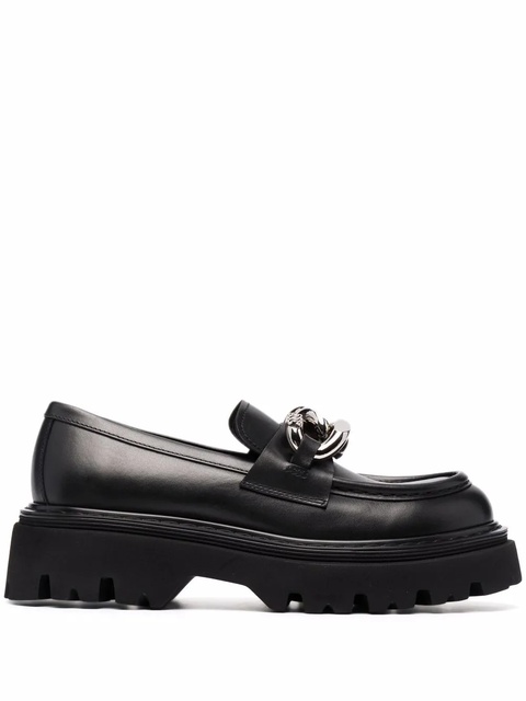 Casadei chain-detail chunky leather loafers - Black - zdjęcie produktu nr 1