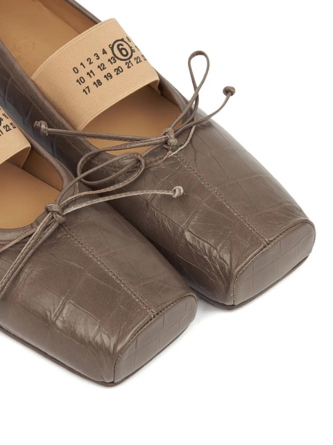 MM6 Maison Margiela crocodile-embossed ballet flats - Brown - zdjęcie produktu nr 1