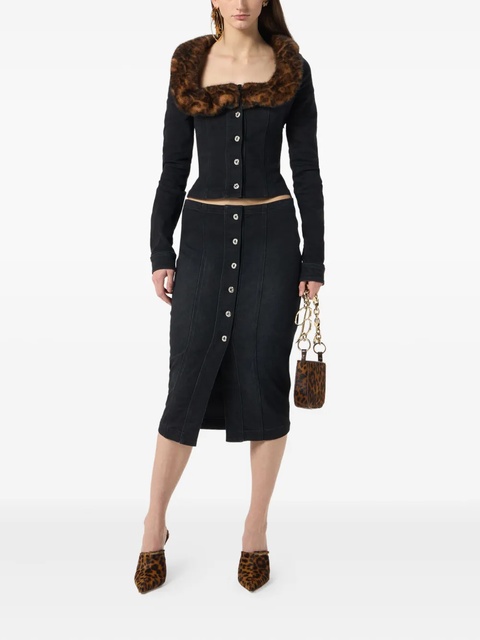 Blumarine logo-print denim skirt - Black - zdjęcie produktu nr 2