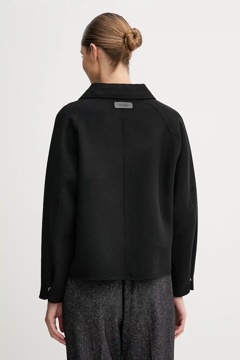 Barbour kurtka z wełną LEONIE kolor czarny przejściowa oversize LOS0077 - zdjęcie produktu nr 2