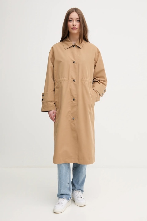United Colors of Benetton trencz damski kolor beżowy przejściowy oversize 241XDN07I - zdjęcie produktu nr 1