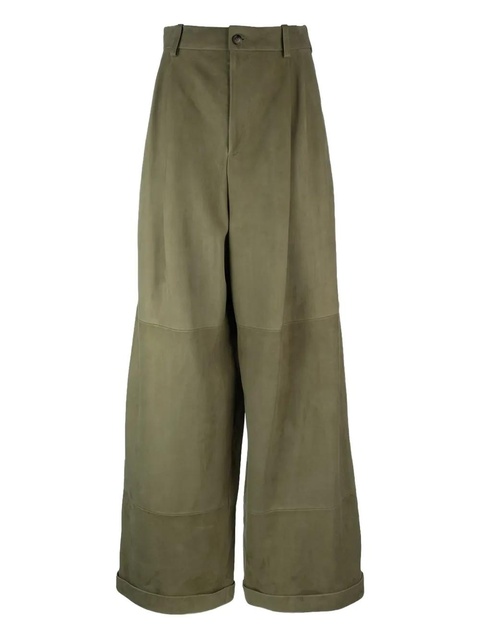 LOEWE suede-panelled culottes - Green - zdjęcie produktu nr 1