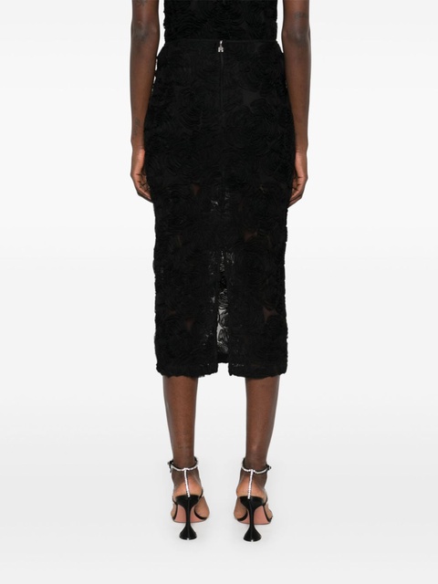 ROTATE BIRGER CHRISTENSEN flower-mesh midi skirt - Black - zdjęcie produktu nr 2