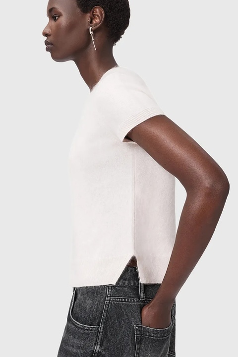 AllSaints t-shirt wełniany REBEL TEE kolor różowy W118KB - zdjęcie produktu nr 2