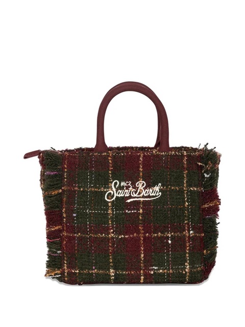 MC2 Saint Barth fringed plaid tote bag - Red - zdjęcie produktu nr 2
