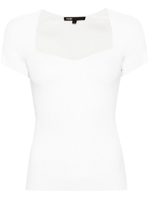 Maje sweetheart-neck ribbed-knit top - White - zdjęcie produktu nr 1