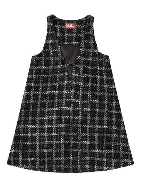 Diesel checked V-neck mini dress - Black - zdjęcie produktu nr 1