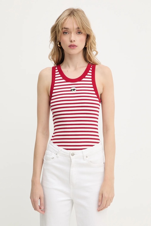 Karl Lagerfeld top bawełniany kolor czerwony A3W17079 - zdjęcie produktu nr 1