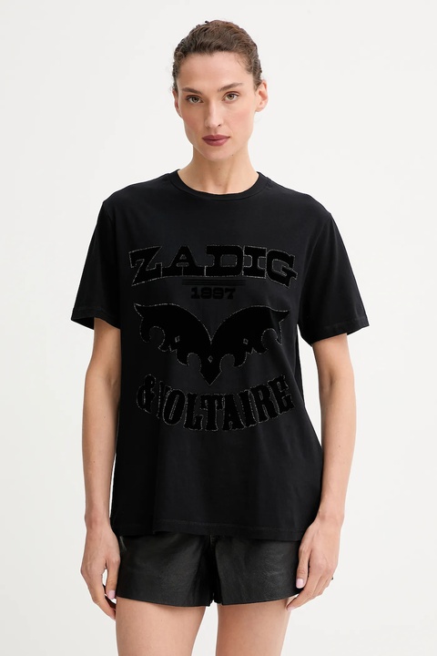 ZADIG&VOLTAIRE t-shirt bawełniany damski kolor czarny JWTS02826 - zdjęcie produktu nr 1