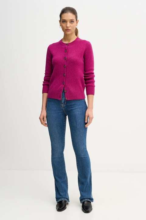 United Colors of Benetton kardigan wełniany kolor fioletowy 103ME500L - zdjęcie produktu nr 2