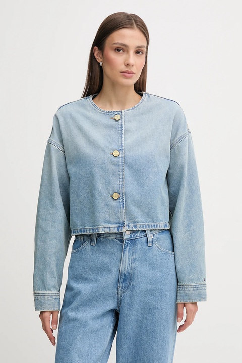 Tommy Hilfiger kurtka jeansowa kolor niebieski przejściowa WW0WW46740 - zdjęcie produktu nr 1