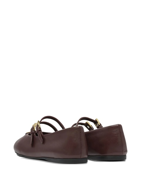 Prada double-buckle leather ballet flats - Brown - zdjęcie produktu nr 1