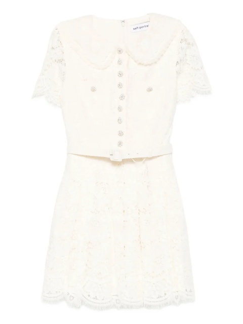 Self-Portrait lace embellished collar dress - Neutrals - zdjęcie produktu nr 1