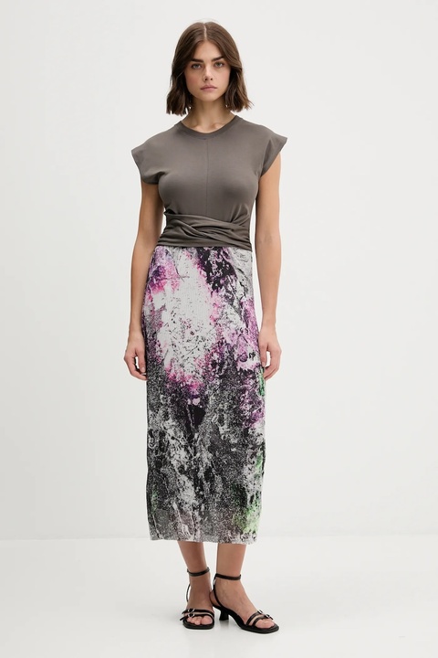 Desigual sukienka WALLS LACROIX kolor szary midi prosta 25WWVK05 - zdjęcie produktu nr 1