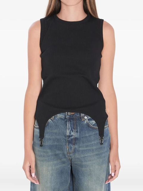 Jean Paul Gaultier ribbed hook-detail top - Black - zdjęcie produktu nr 1