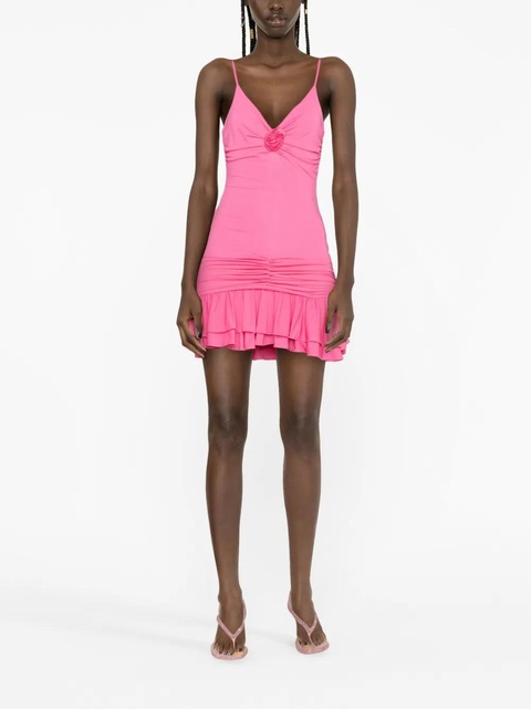 Blumarine floral-appliqué ruffled minidress - Pink - zdjęcie produktu nr 2