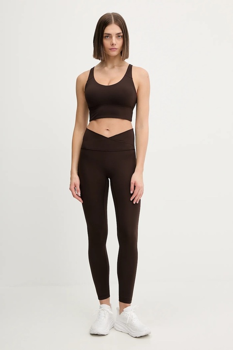 adidas Performance legginsy treningowe damskie kolor brązowy gładkie KT3284 - zdjęcie produktu nr 2