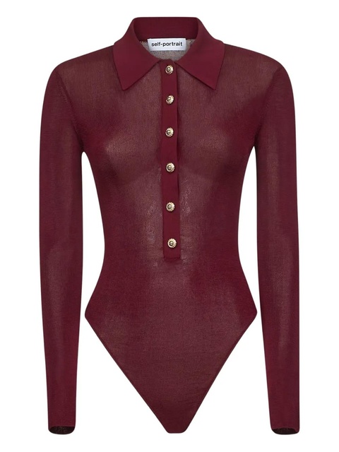 Self-Portrait cotton bodysuit - Red - zdjęcie produktu nr 1