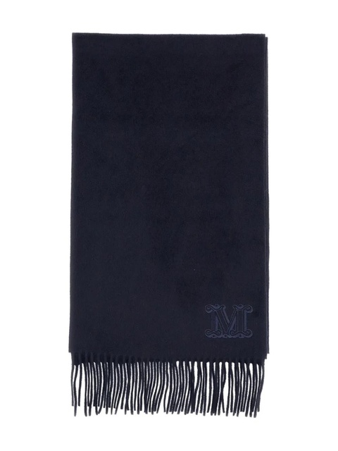 Max Mara monogram-embroidered fringed scarf - Blue - zdjęcie produktu nr 1