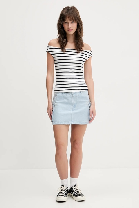 Karl Kani spódnica jeansowa kolor niebieski mini rozkloszowana PD00001820 - zdjęcie produktu nr 2