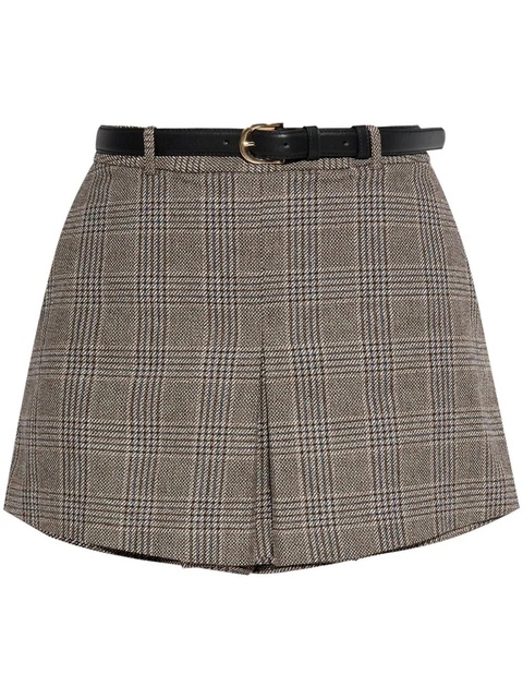 Self-Portrait checkered pleated skort - Brown - zdjęcie produktu nr 1
