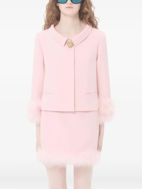 Valentino Garavani button-embellished feather-trim jacket - Pink - zdjęcie produktu nr 2