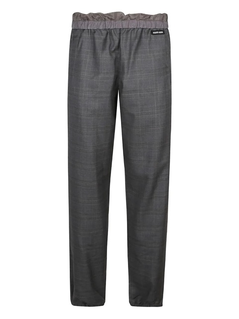 Miu Miu checked-pattern elastic-waistband trousers - Grey - zdjęcie produktu nr 2