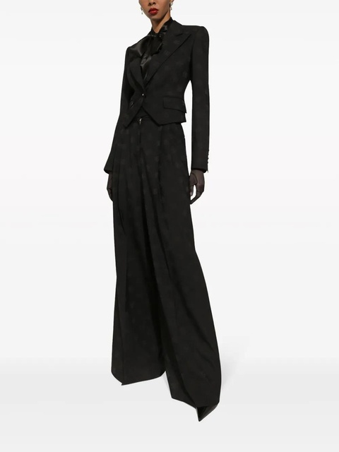 Dolce & Gabbana logo-jacquard wool palazzo pants - Black - zdjęcie produktu nr 1
