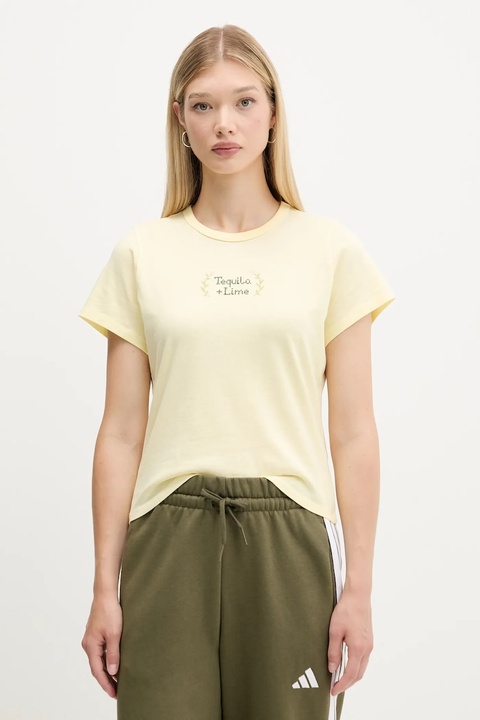 Abercrombie & Fitch t-shirt bawełniany damski kolor żółty KI157-5176 - zdjęcie produktu nr 1