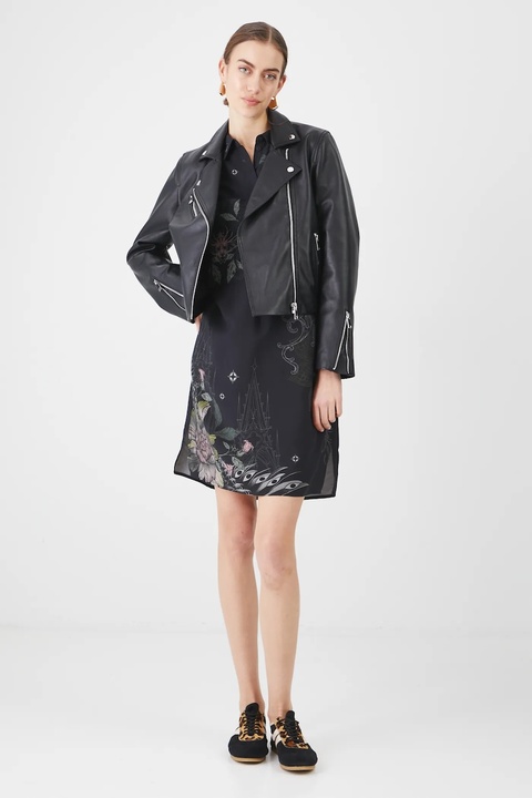 Medicine kurtka biker skórzana kolor czarny przejściowa - zdjęcie produktu nr 2