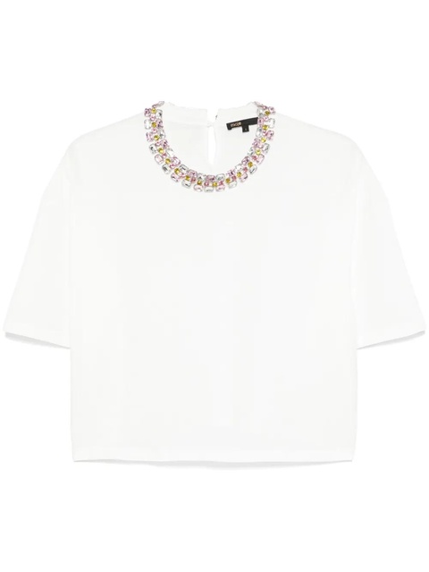 Maje crystal-neckline T-shirt - White - zdjęcie produktu nr 1