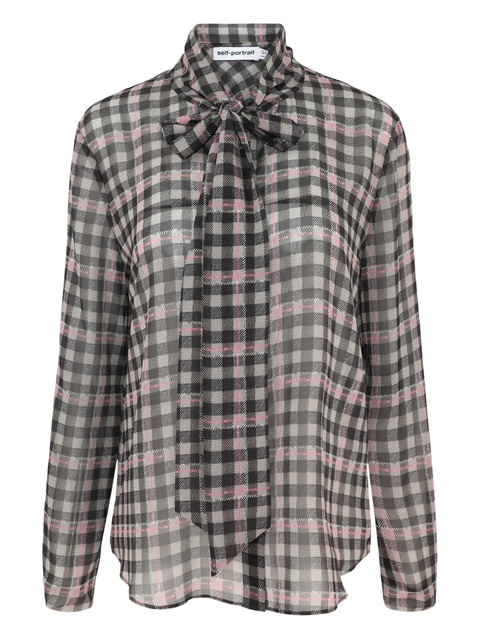 Self-Portrait check-pattern blouse - Brown - zdjęcie produktu nr 2