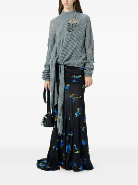 Blumarine cable-knit distressed sweater - Grey - zdjęcie produktu nr 2