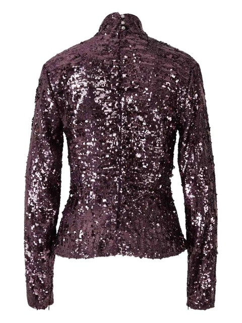 Rabanne sequin-detail long-sleeve top - Purple - zdjęcie produktu nr 1