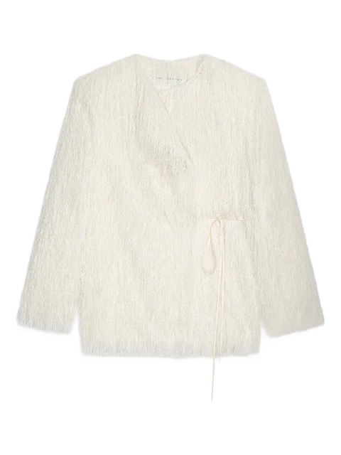 DRIES VAN NOTEN fringed wrap jacket - White - zdjęcie produktu nr 1