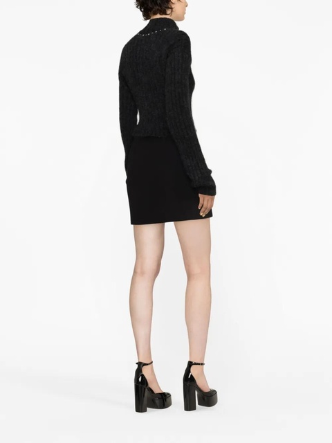 Alessandra Rich embellished ribbed-knit cardigan - Grey - zdjęcie produktu nr 2