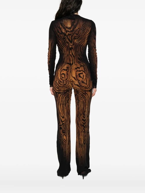 Jean Paul Gaultier wood-print mesh top - Black - zdjęcie produktu nr 1