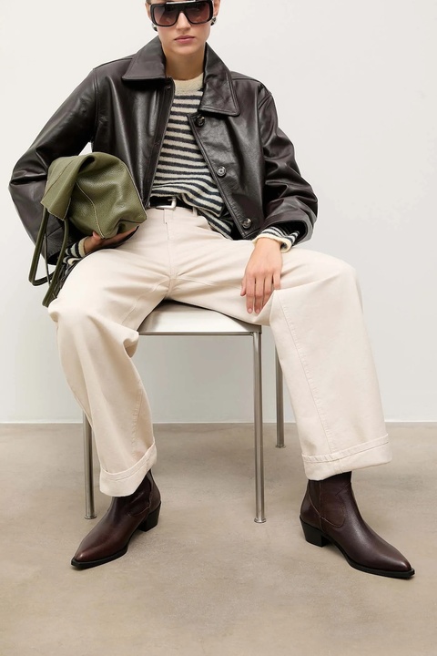 Answear.LAB botki skórzane kolor brązowy na słupku - zdjęcie produktu nr 1