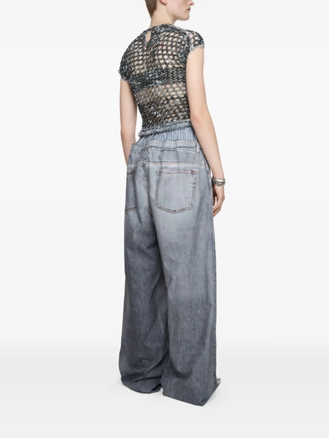 Acne Studios crochet-knit cropped T-shirt - Grey - zdjęcie produktu nr 2
