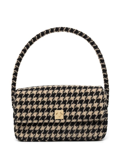 ANINE BING Nico houndstooth logo-clasp shoulder bag - Black - zdjęcie produktu nr 1