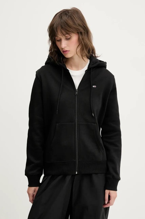 Tommy Jeans bluza damska kolor czarny z kapturem gładka DW0DW19729 - zdjęcie produktu nr 1