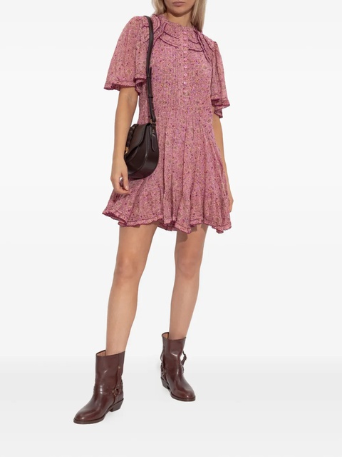 MARANT ÉTOILE floral-print ruffled-details mini dress - Pink - zdjęcie produktu nr 2