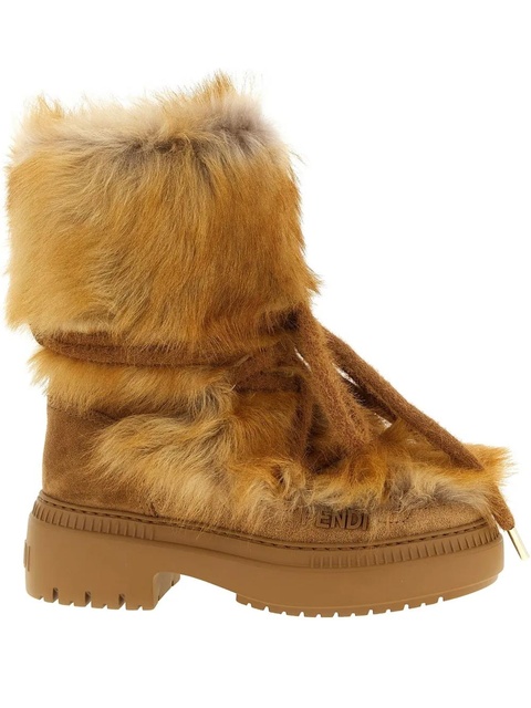 FENDI 55mm Apres Chic fur lace-up boots - Brown - zdjęcie produktu nr 1