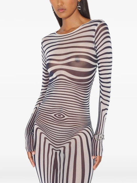 Jean Paul Gaultier long-sleeves morphing-stripes maxi dress - White - zdjęcie produktu nr 2